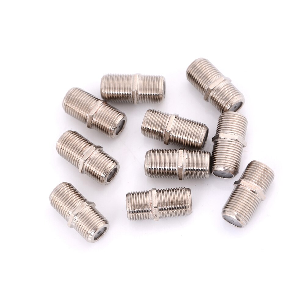 10Pcs/bag HD TV Coax Cable Connector F Plug Aluminium Alloy Joiner Barrels Coupler Adapter Plus