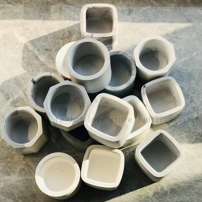 Stampo per vaso da fiori in cemento ottavino stampo a tre fori per reticolo di ghiaccio scatola di immagazzinaggio stampo portacandele stampo aromaterapia gesso stampo per tazza di candela