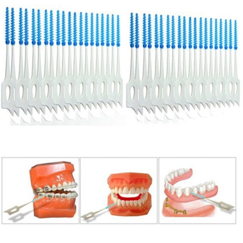 Useful 40pcs Interdental Floss Brushes Dental Teeth Oral Care Clean Cleaning Tool