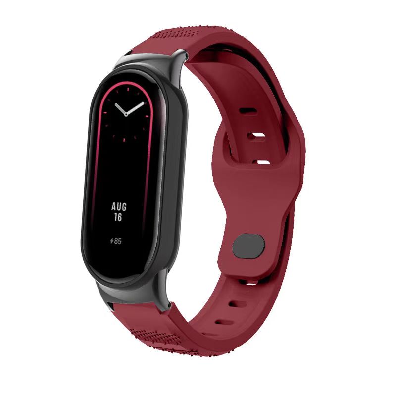 Siliconen band voor Xiaomi Mi Band 9 8 SmartWatch Ademende sportarmband Vervanging polsband voor MiBand 9 8NFC 8 horlogeband: Steenkool zwart