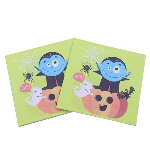 100PCS Halloween Table Decor Party Pumpkin Disposable Paper Napkins Horror Props Tissue Serviettes Party Supplies 33*33CM: C