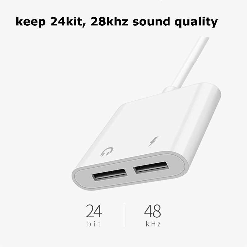 2 in 1 adapter til iphone 7 8 7 8 plus x opladning lyttende lightning  to 3.5mm jack-adaptere til iphone 8 8 plus x hovedtelefoner