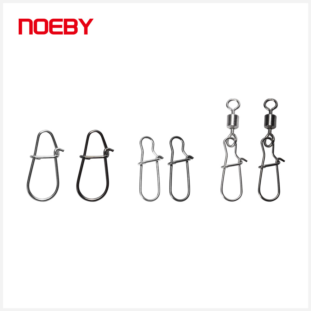 Noeby Stainless Steel Lock Snap Fishing Connector Fast Clip Swivel Solid Rings Safety Snaps Fishing Hook Tackle Snap