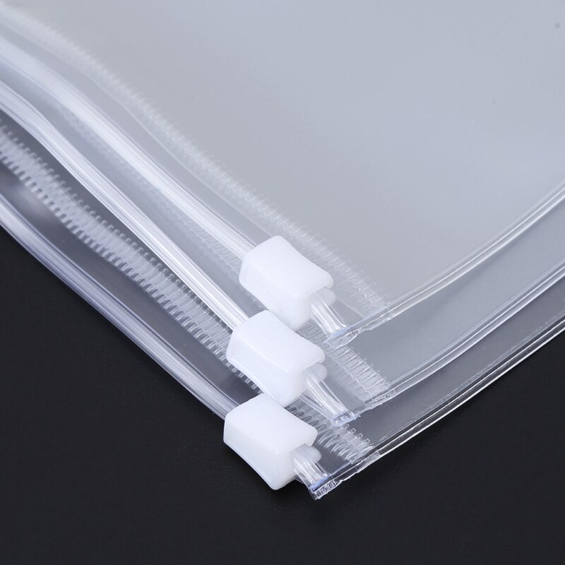 1pc File Organizer Storage Folder Standard Transparent PVC Loose Leaf Pouch with Self-Styled Zipper Filing Binder Document