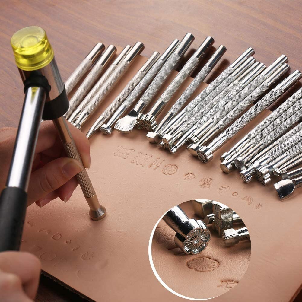 Herramienta de impresión de cuero, tallado de aleación, manualidades, punzón, escultura de sello impreso, bricolaje, sillín de trabajo de cuero, martillo humeante
