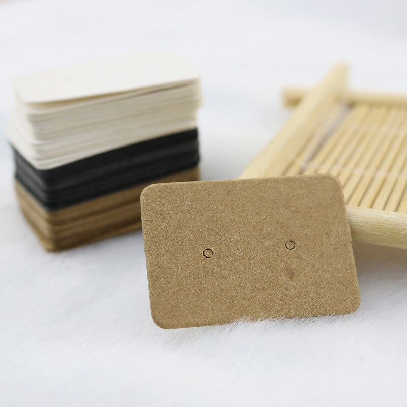 100 sztuk 2.5x3.5cm kolczyk karty opakowania stojak do kolczyków posiadacz karty karton papier typu Kraft tagi dla DIY biżuteria wyświetlacz