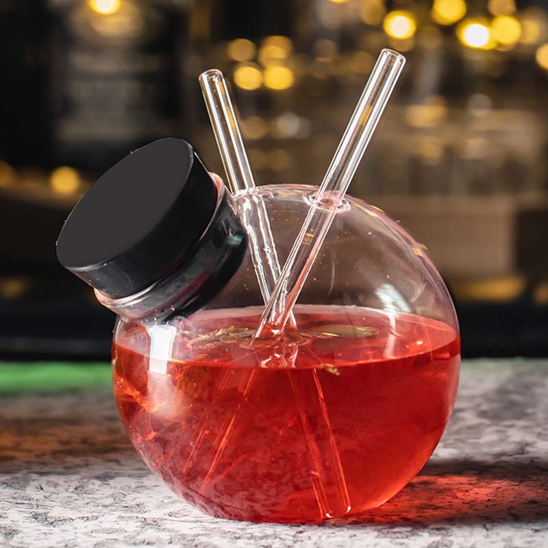 Rundbold cocktailglas molekylært vinglas med sugerør juice kop bar party club drinkware 285/450ml