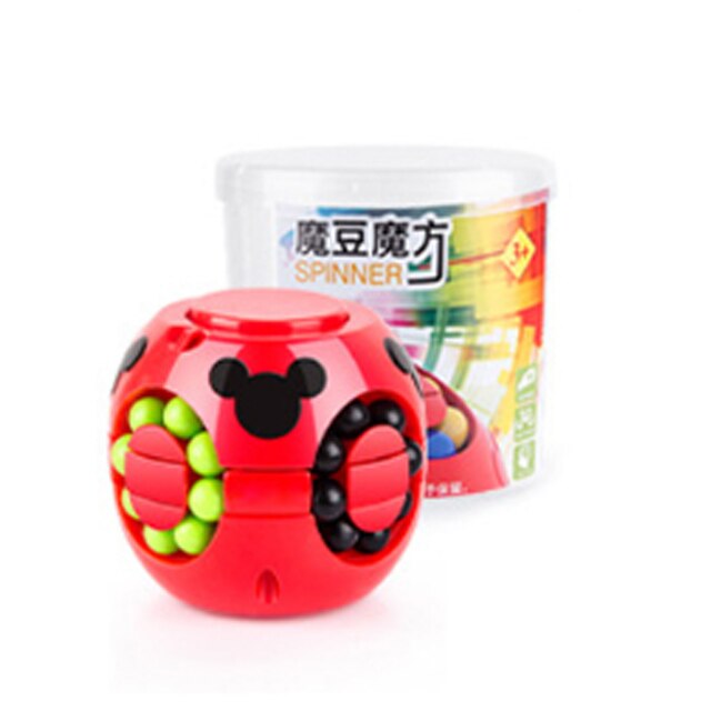 2 In 1 Magic Bean Cube & Spinning Gyro Kleurrijke Magische Kubus Vingertop Gyroscoop Stress Cube Kinderen Educatief speelgoed: 8623-4 Red