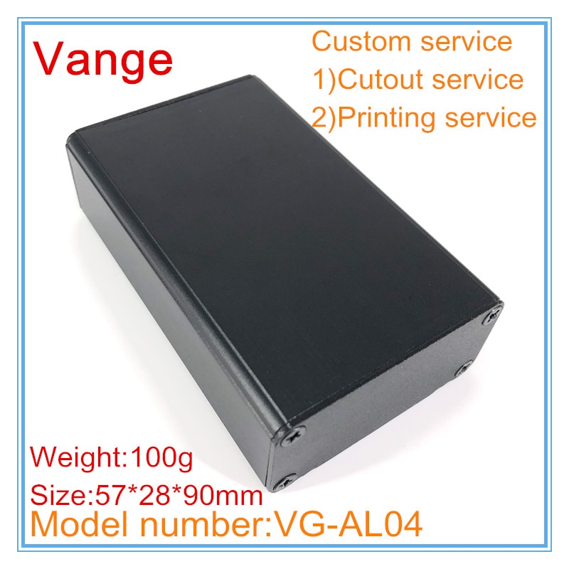 5 stks/partij zandstralen oppervlak aluminium materiaal project doos 6063-T5 geïnjecteerd aluminium behuizing 57*28*90mm voor transducer