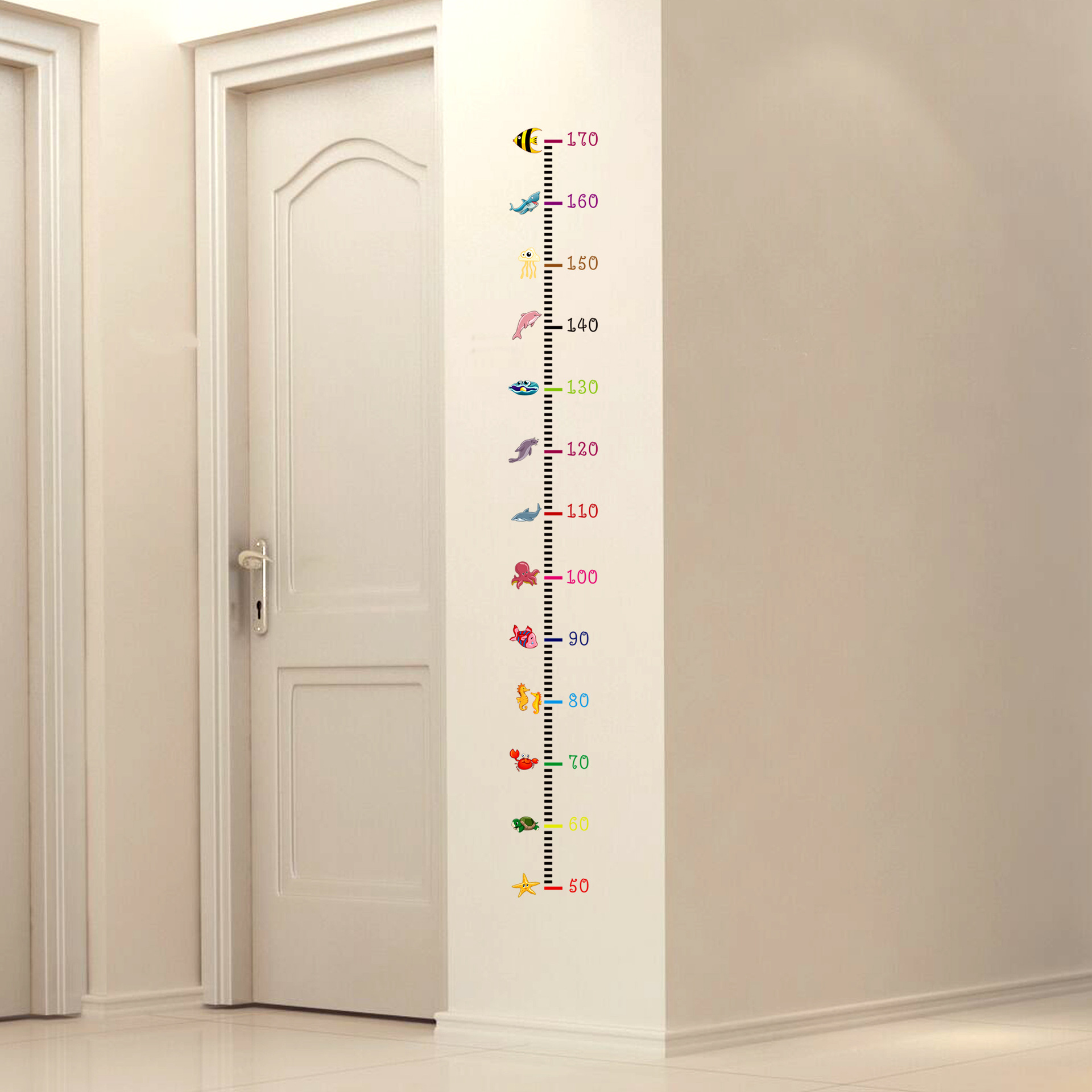 Friendly Cartoon Animals Kids Height Wall Stickers for Baby Rooms Lovely Giraffe Elephant Cats Home Decor PVC Vinyl Wall Decals: No.15