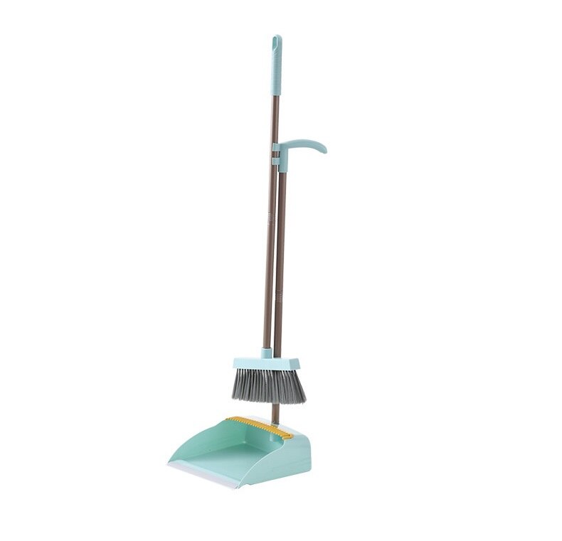 Dust Brooms Home Cleaning Product Garbage Scoop To Sweep and Dustpan Set Smart Floor Brush Squeeze Mop Pan Trash Shovel Grabber: green set