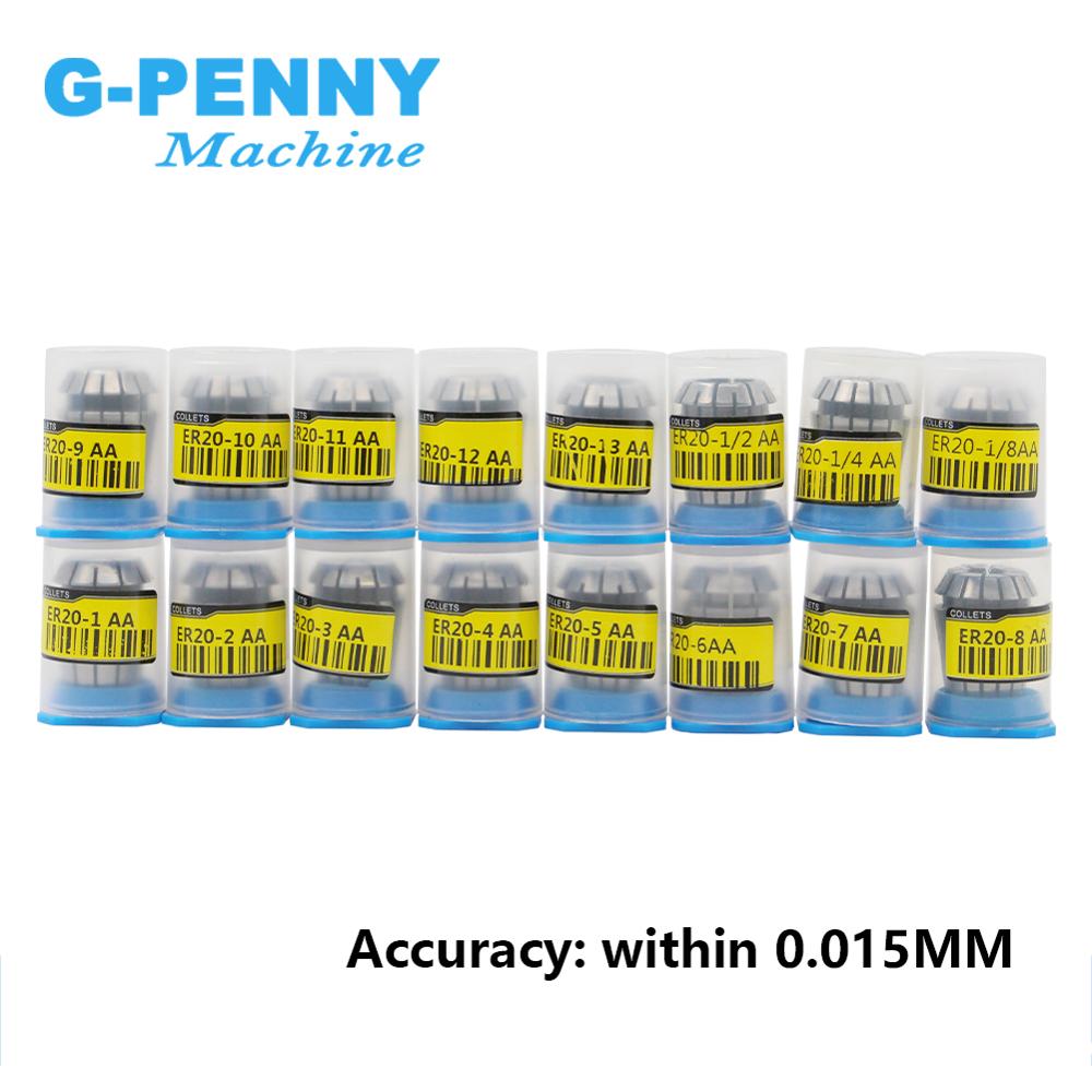 ER20 Spring Collet Set 16Pcs Van 1Mm Tot 13Mm 6.35Mm 12.7Mm 3.175Mm Hoge Precisie voor Cnc Frezen Draaibank Gereedschap En Spindel Motor