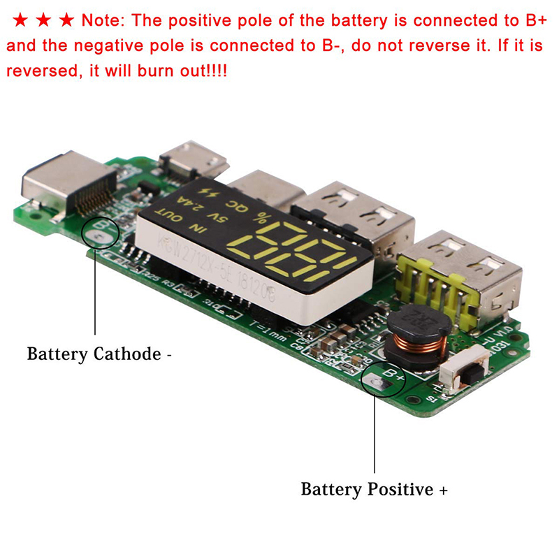 USB 2.4A Mobile Power Bank Charging Module Lithium Battery LED Dual USB 5V 2.4A Micro/Type-C USB Charger Board