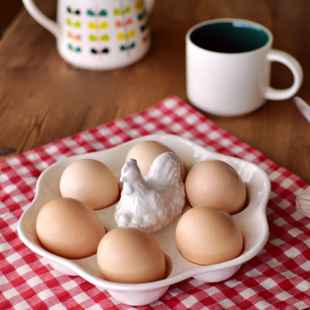 Ceramic Chicken Egg Tray Smooth Surface Egg Holder Multi-purpose Egg Holder