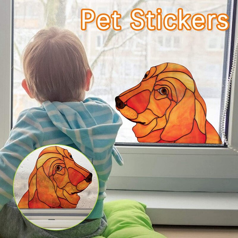 3Pcs Window Wall Stickers Funny Cute Pet Dog Stickers, Personality Interest Pet Stickers Modern Art PVC