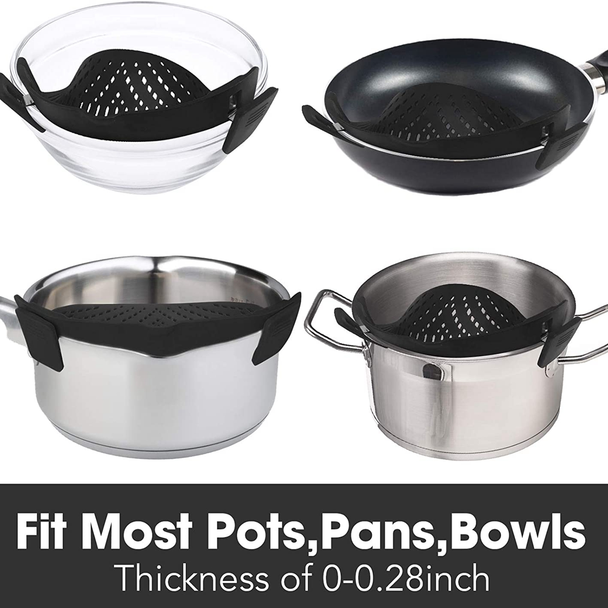 Siliconen Clip Op Zeef Voor Potten Pan Pasta Zeef Keuken Voedsel Zeef Handsfree Pan Zeef Voor Spaghetti Pasta rijst