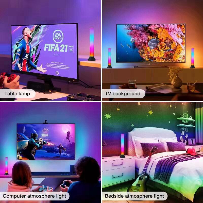 ! LED Ambient Light Bar, 2 Pcs Smart RGB Gaming Lamp Lighting With Music, TV LED Backlight USB Immersive Mood Light For
