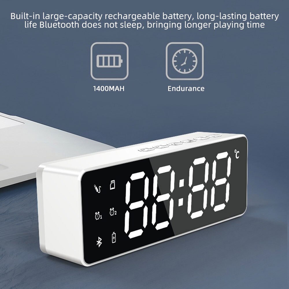 B119 wireless bluetooth speaker USB mobile phone computer LCD digital display 3 levels brightness Real-time ambient temperature
