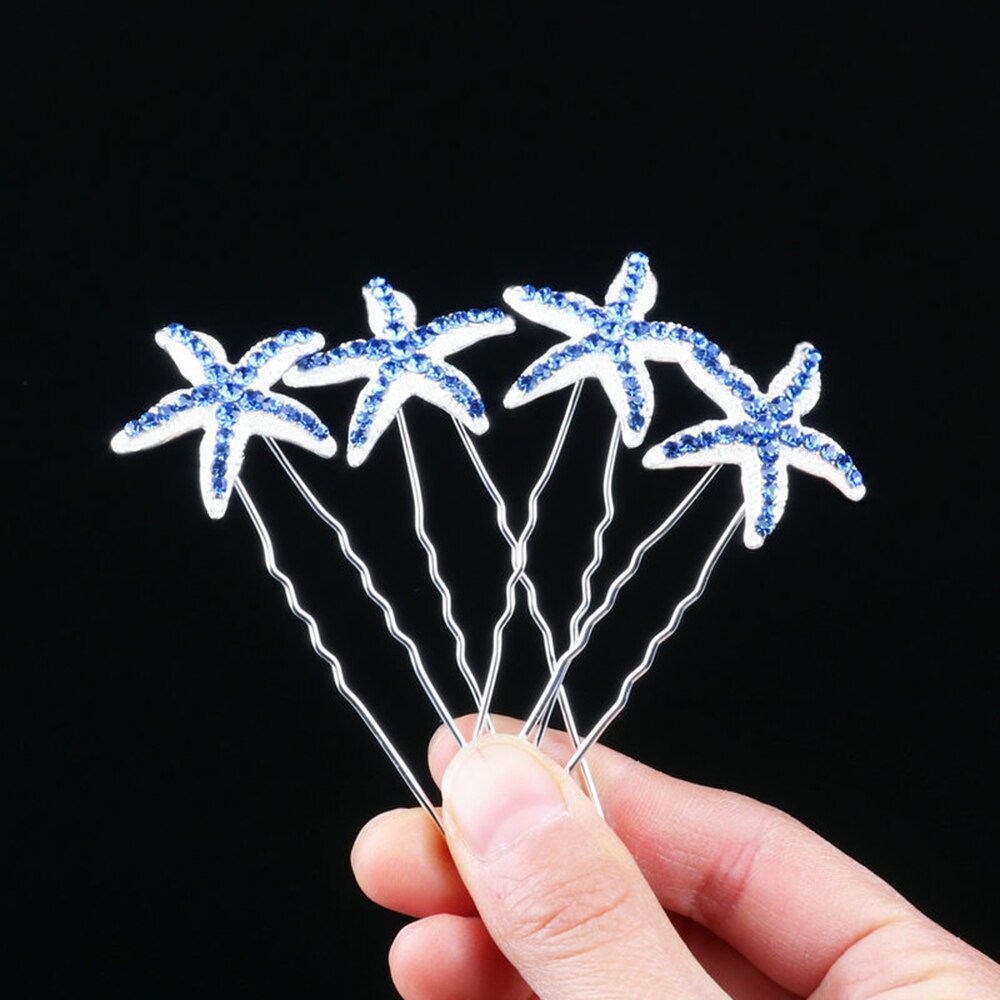 5pcs Flower Hairpins Hairstyles Wedding Bridal Hair Pins Hair Jewelry Accessories Hairwear Girls Hair Clips For Women: 5pcs B	blue