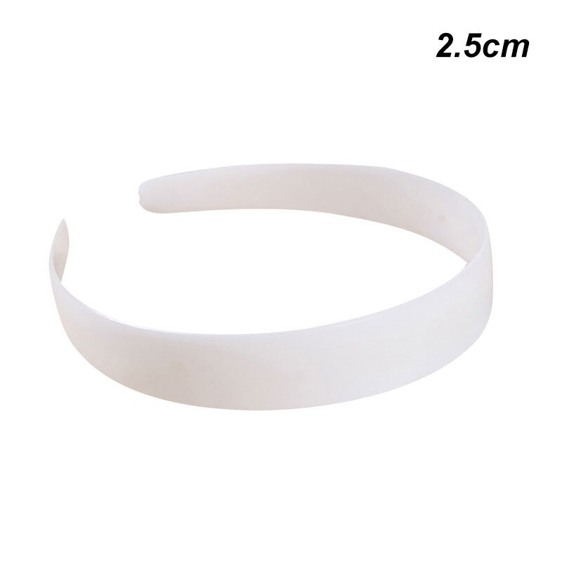 Neue 10 teile/los 2.5/2.8/3.8/4 cm breite Kunststoff Flache Stirnband für Frauen Mädchen Schwarz Weiß haarbänder Pad für DIY Lünette Reifen Material: 06 Weiß 2.5cm weit
