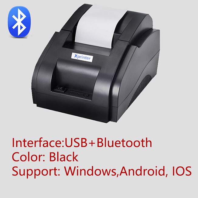 Impresora térmica de recibos Xprinter de 58mm HIQ, impresora de código de barras portátil USB y Bluetooth para Android IOS, impresora POS de billetes, máquina de facturas: Azul / Enchufe británico