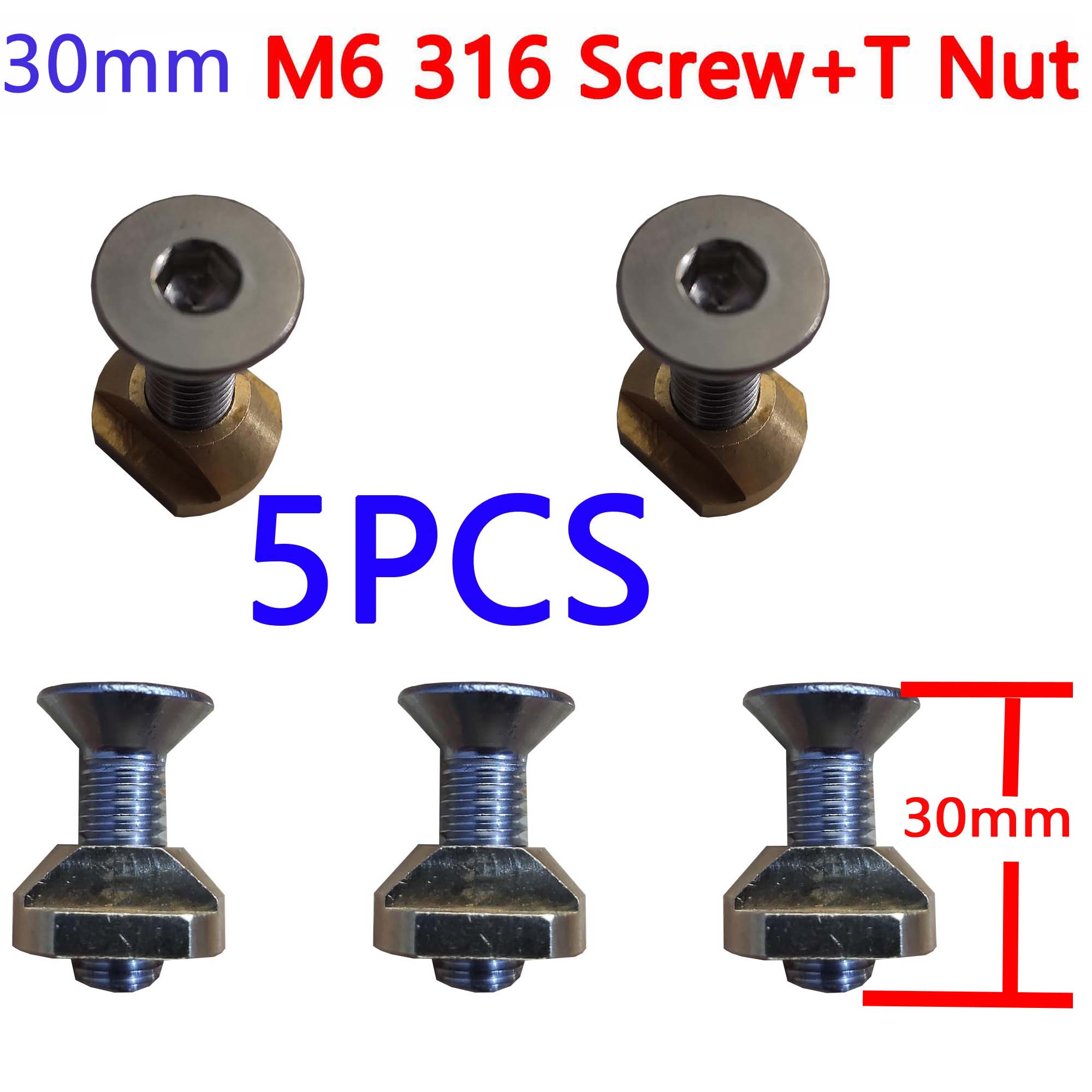 Hydrofoil Mounting Allen wrench 316 screws(25mm and 30mm) and M6 T-Nuts: 5-6-30