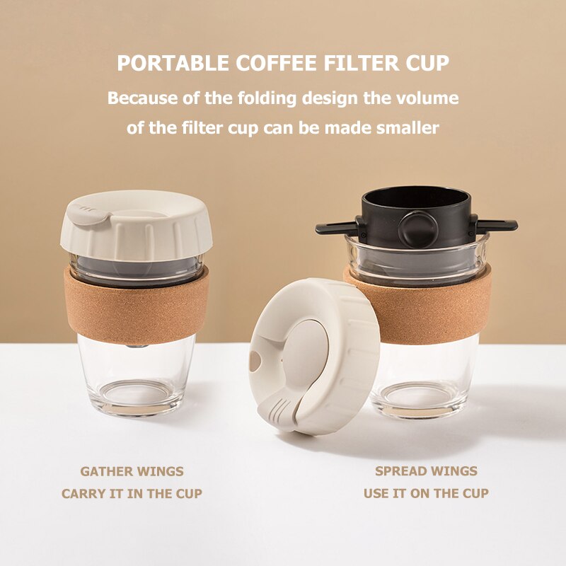 Vikbart rostfritt stål kaffefilter bärbart droppbrygg kaffehållare lätt rengör återanvändbar papperslös häll över kaffedroppar
