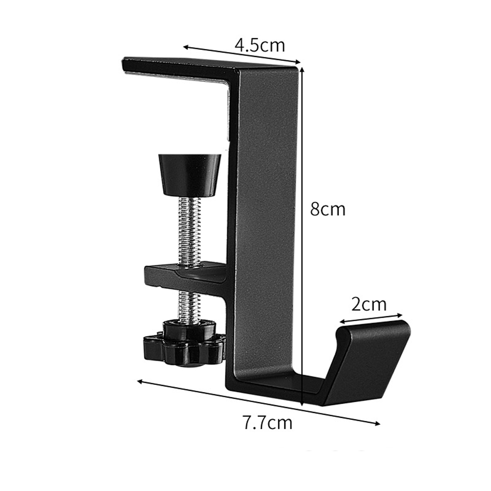 Metal Adjustable Desk Edge Hook Gaming Headset Desk Hanger Backpack Storage Hanging Hook Holder Punch-free Home Office Organizer: black
