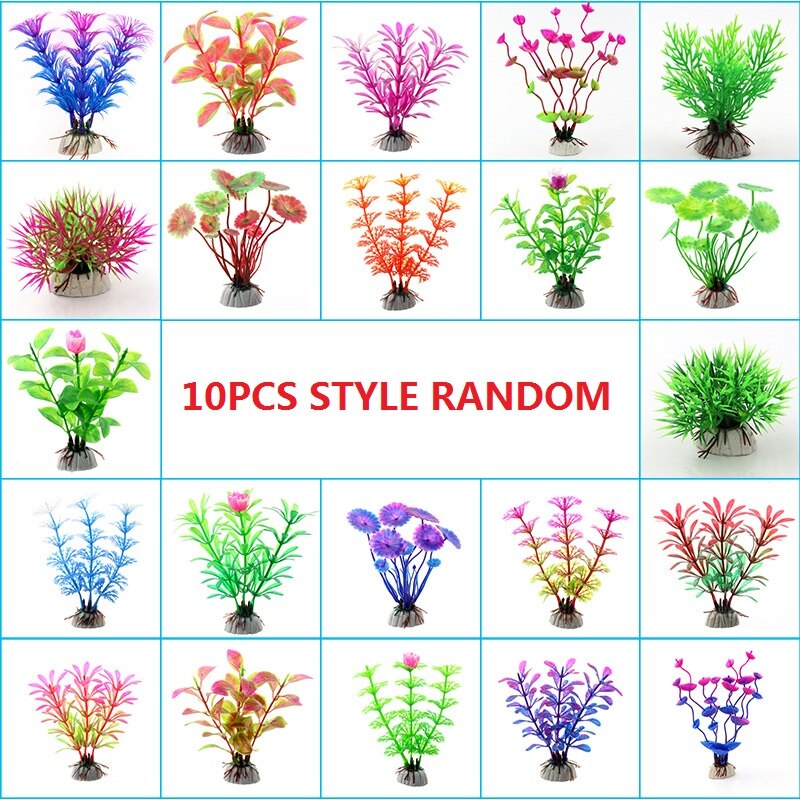 10Pcs Kunstplanten Aquarium Decor Water Onkruid Ornament Plant Aquarium Aquarium Gras 10-12Cm Decoratie: 10PCS STYLE RANDOM