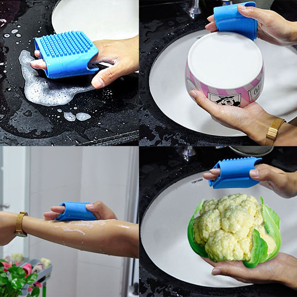 Take a bath Silicone Brush Silicone Finger Silicone Brush Grooming Hair Car Insulated Kitchen Helper Bath Brush Cuticle Brush