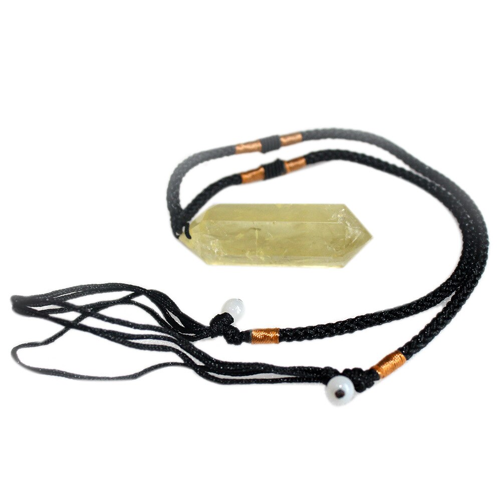 Topacio Natural prisma hexagonal doble cristal puntiagudo columna dije, poliedro collar de joyas de piedra de