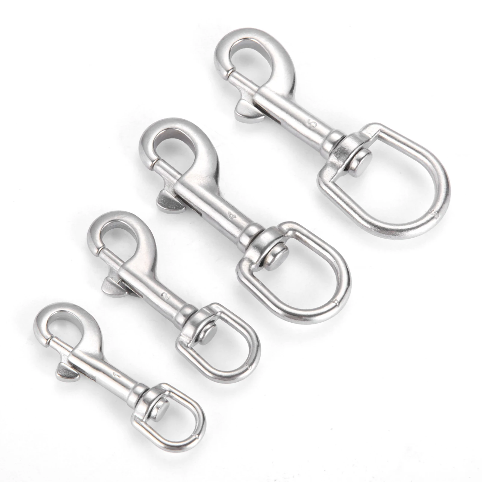 1pc Swivel-Eye Bolt Snap Hook Marine Grade 316 Stainless Steel Rotate Oval Ring Spring Loaded 65/72/91/100mm Pet Leash Diving