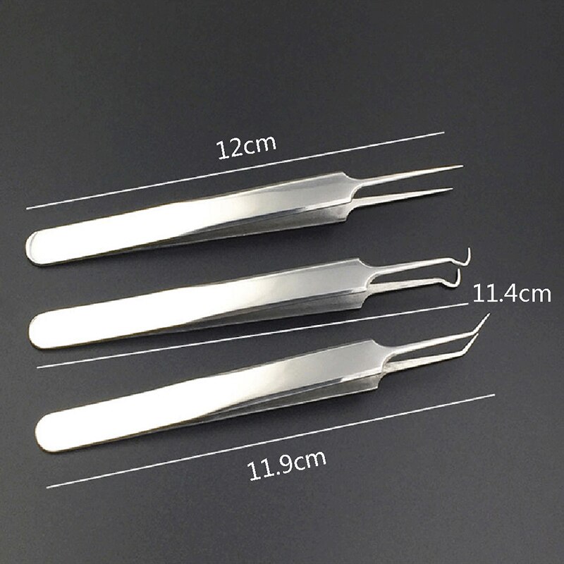1pc acier inoxydable utile courbure droite courbe point noir acné pince à épiler bouton comédon Kit de dissolvant visage nettoyant