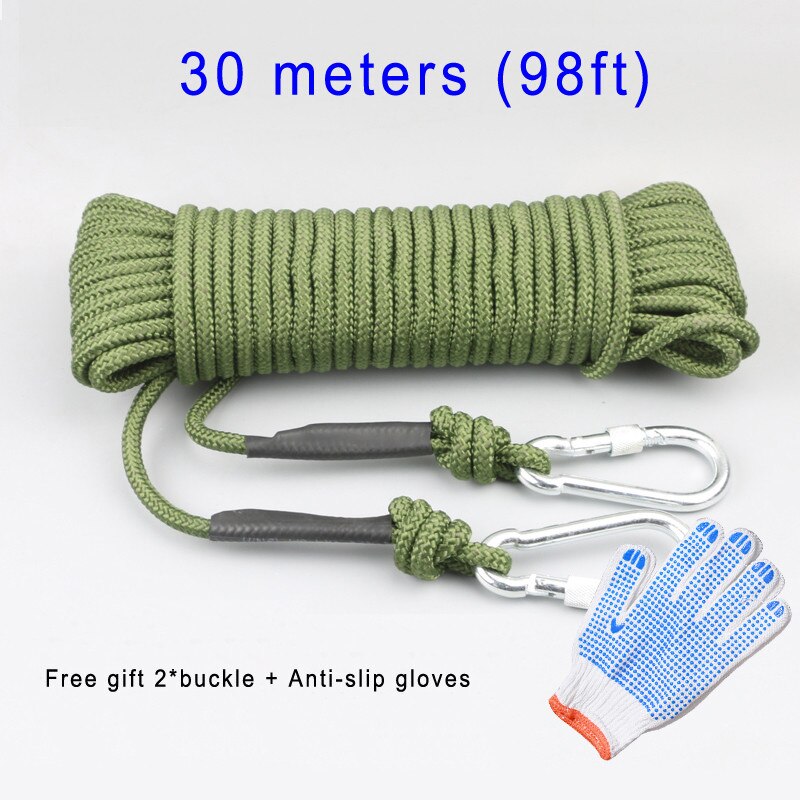 Outdoor Camping Rock Climbing Rope 8mm Fire Escape Safety Static Rope Wall Tree Climbing Rope Stronger with steel wire: Length 30 meters