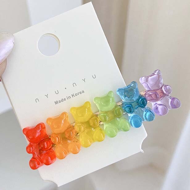 Snoep Kleur Jelly Bear Shape Hair Clips Haarspeldjes Leuke Cartoon Dier Haarspeld Vrouwen Meisjes Haarspelden Haar Acccessories: 6bears