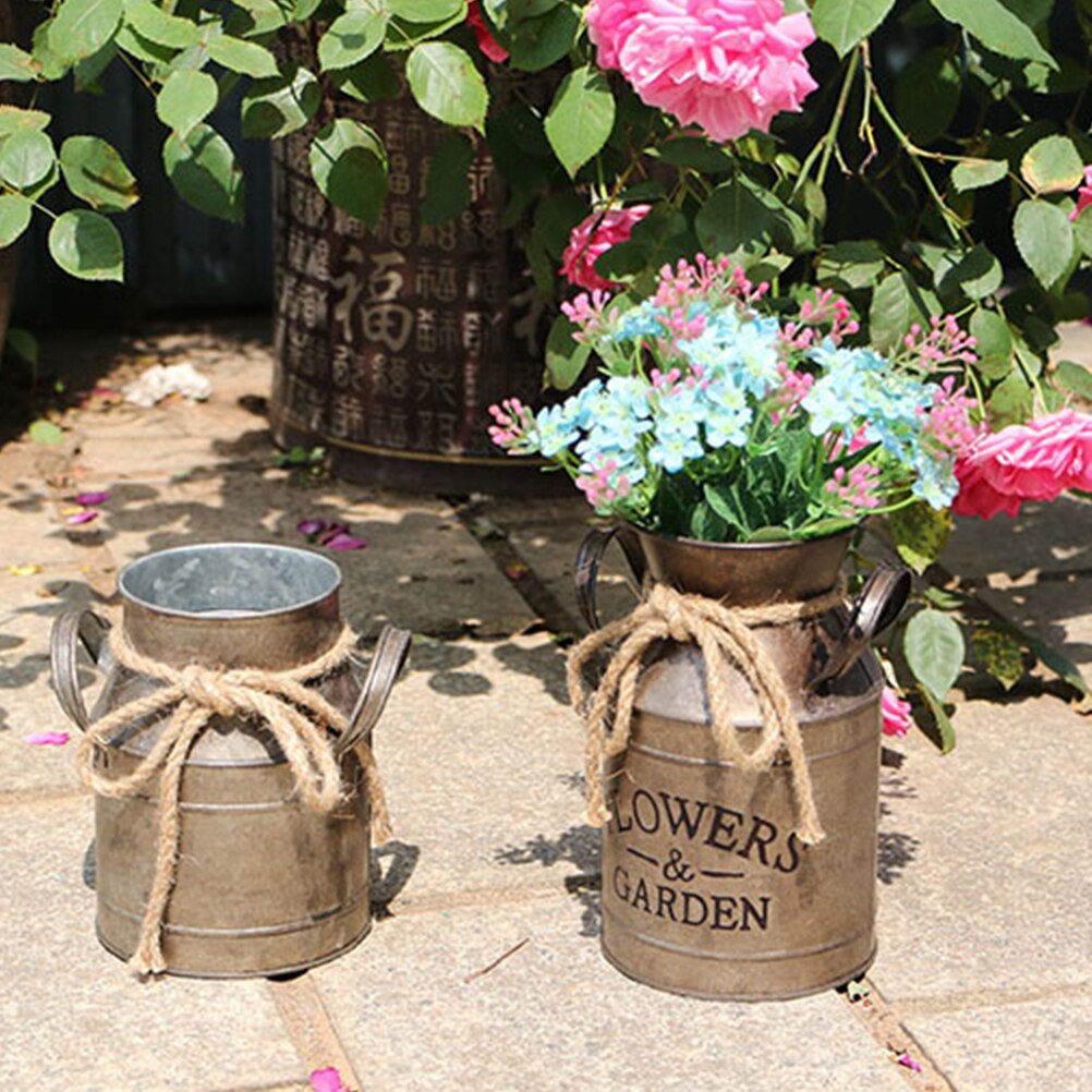 3 sztuk wiaderko na kwiaty żelazo retro wiadro kwiat wazon robić garnka ozdoby robić dekoracji wiejski styl garnek robić mleka wiadro dla domu ogród