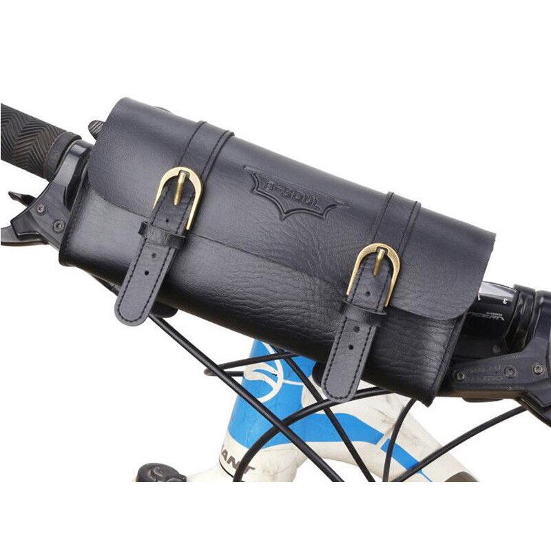 Læder cykeltasker styr retro klassisk mountain mtb landevejscykel håndlavet opbevaring små genstande cykling front tube pose boks