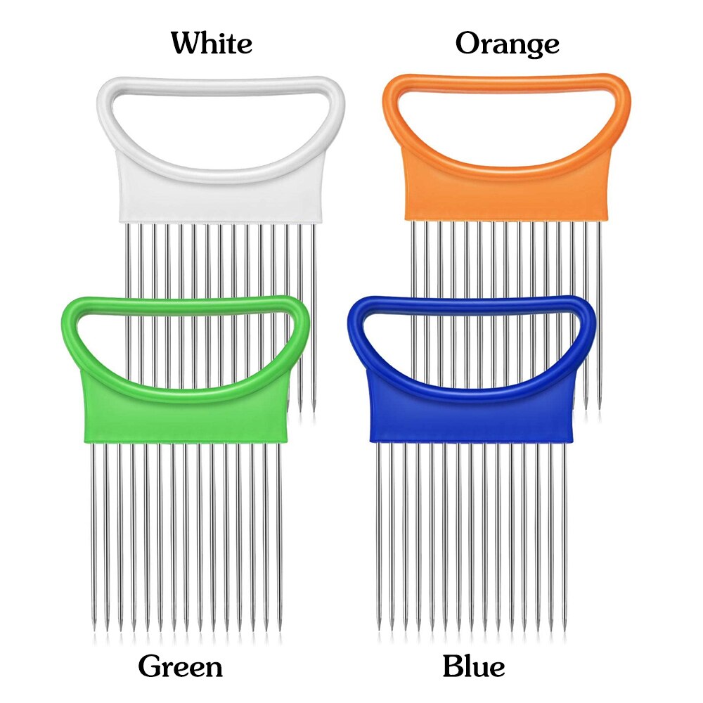 Kitchen Gadgets Stainless Steel Onion Holder Slicer Onion Slicer Tomato Vegetables Safe Fork Vegetables Slicing Cutting Tools