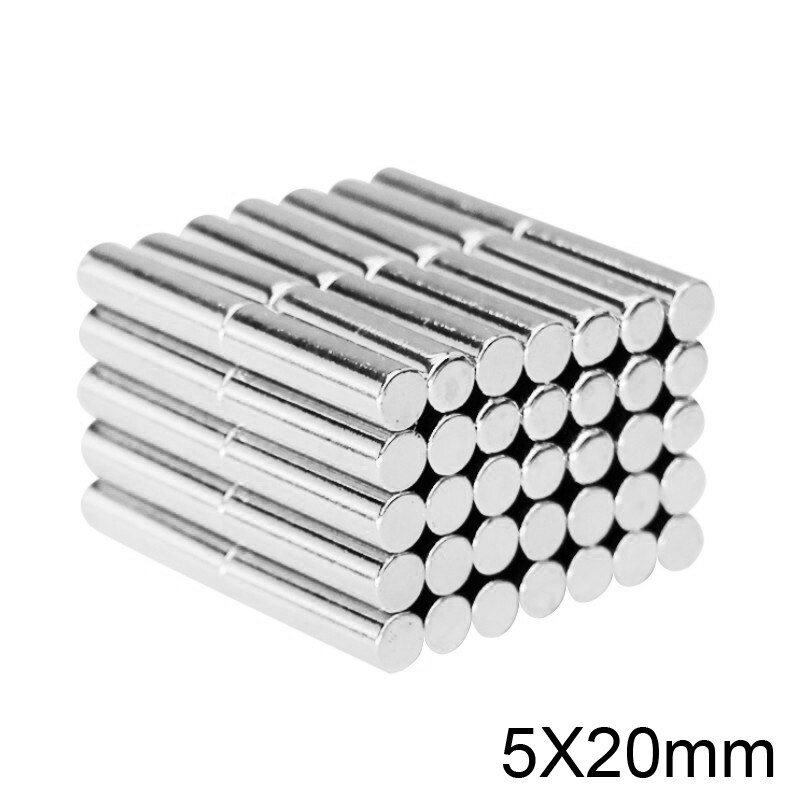 5 ~ 100 Stuks 5X20 Mm Zeldzame Aarde Magneten Diameter 5X20 Mm Kleine Ronde Magneten 5mm X 20 Mm Permanente Neodymium Magneten Sterke 5*20 Mm