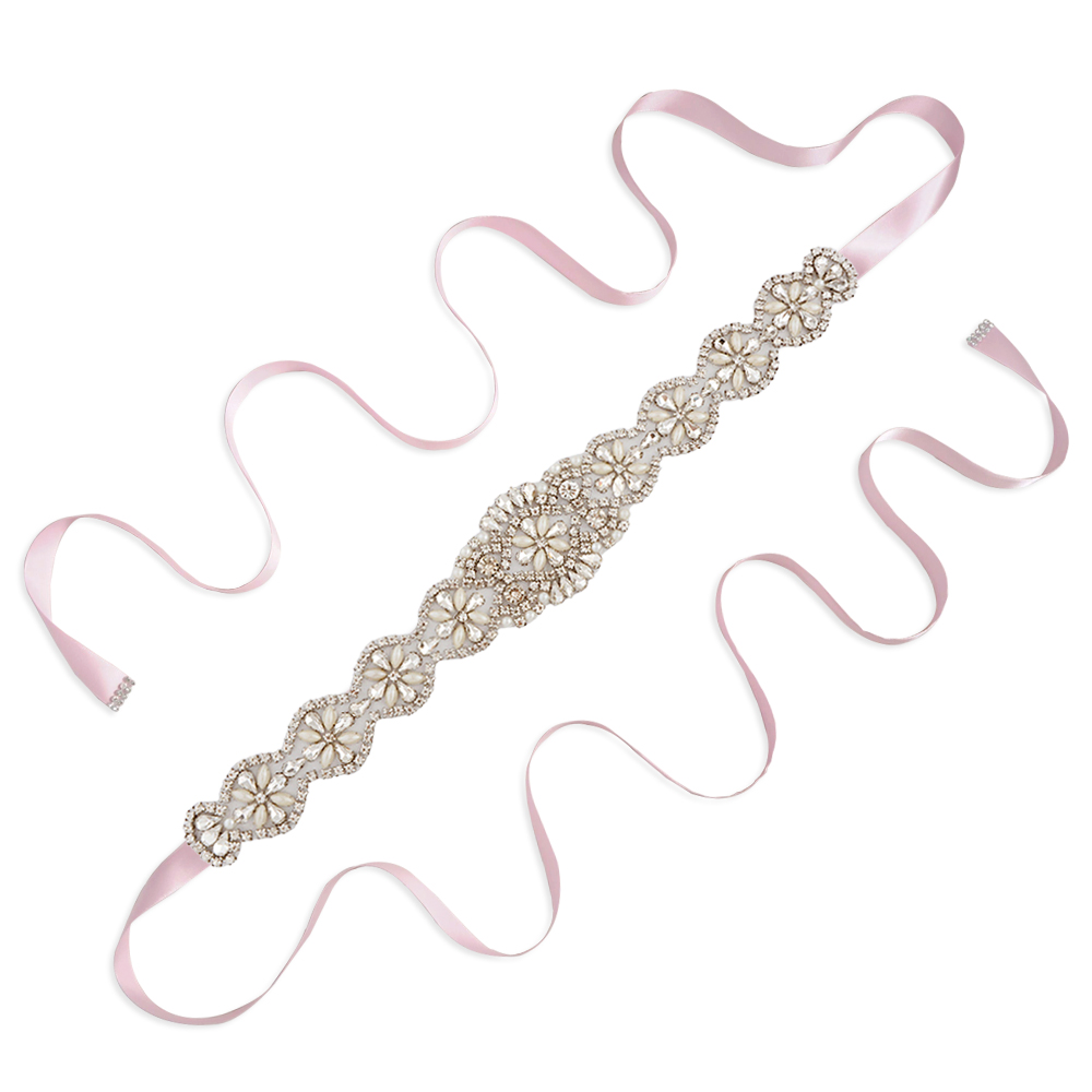 TRiXY S161-G Goldene Braut Gürtel für Frauen Strass Gürtel Braut Gürtel Hochzeit Schärpe Gürtel Gold Strass Applikationen: Rosa