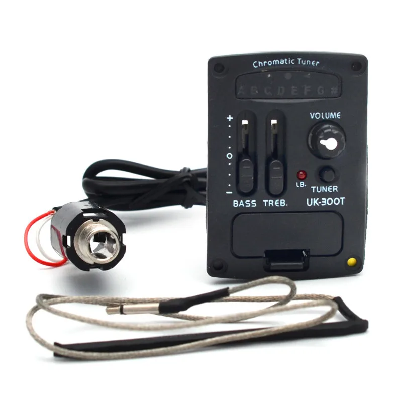 UK-300T Ukulele Piezo Gitaar Pickup Voorversterker 2-Band Eq Equalizer Tuner Systeem Uk Pickup: Hard piezo