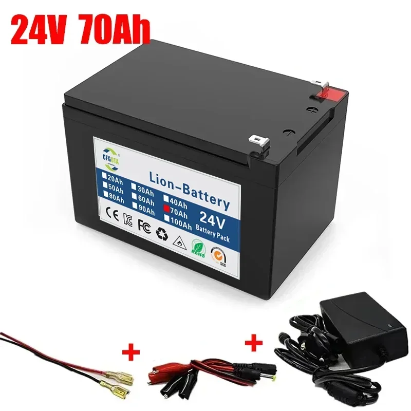 18650 24 V 100Ah Lithium Ion Batterij, voor Elektrische Voertuig Solar Opslag Vervangende Oplaadbare Batterij + Oplader: GRIJS