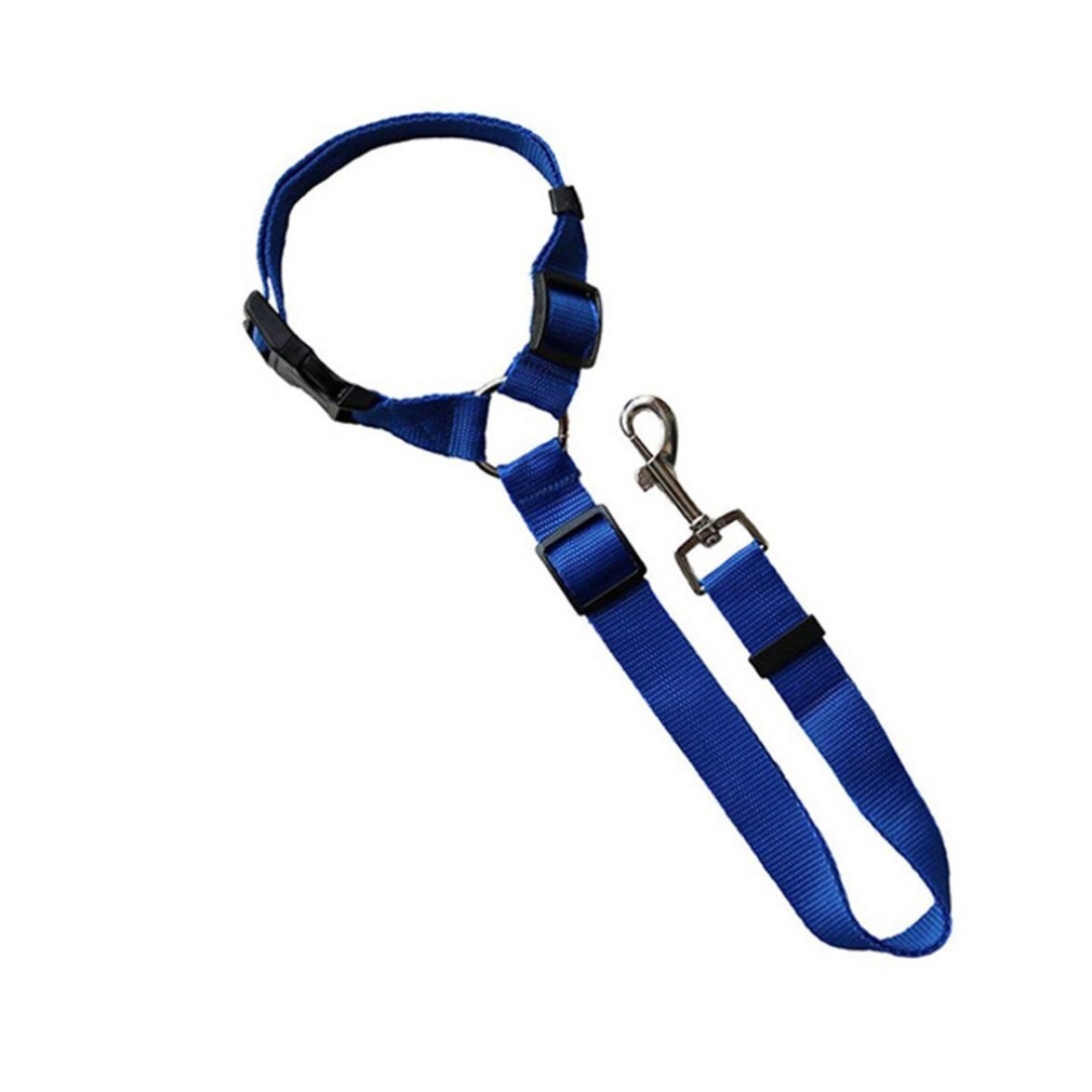Veiligheidsgordel voor hond en kat, autohoofdsteun, verstelbare nylon hondengordel, autogordel: Blauw
