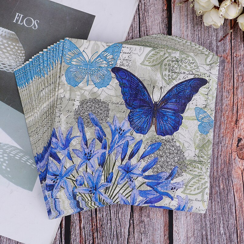 Decoupage bord pappersservetter vävnad vintage handduk blomma fjäril stämpel födelsedag bröllopsfest hem vacker inredning 20