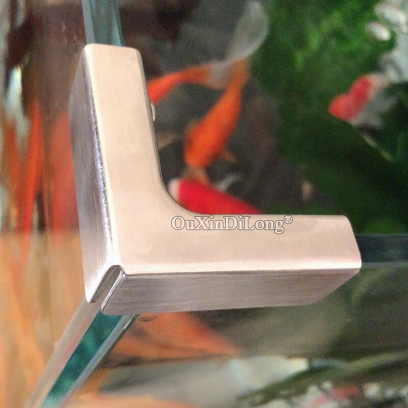 4PCS Stainless Steel Glass/Acrylic Showcase Clips/Connector,for Glass/Acrylic,No Drilling,Aquarium DIY Reinforced L Clamps GF342