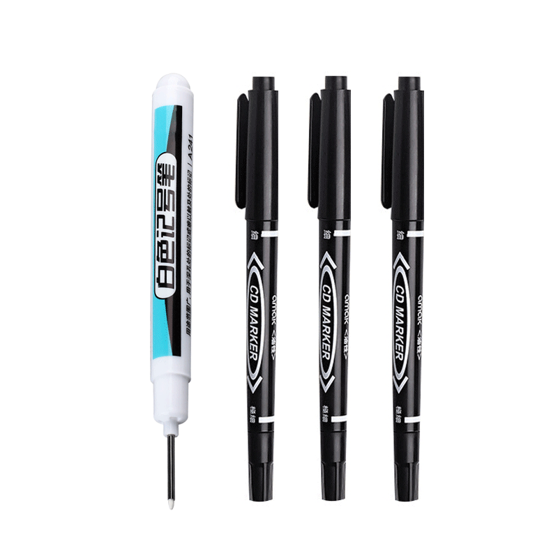 Set van 0.7/1.0/2.5mm witte verfmarkers met fijne punt, olieachtige, permanente verf voor steen, stof, hout, metaal, glas, canvas, banden en graffiti.: Zwart