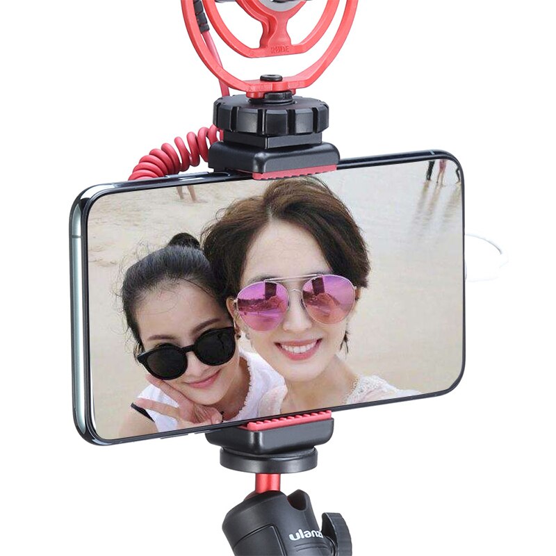Ulanzi vlog oppsett kondensator videomikrofon sairen vlogging mic med ulanzi stativfeste ulanzi  vl49 lys til iphone huawei