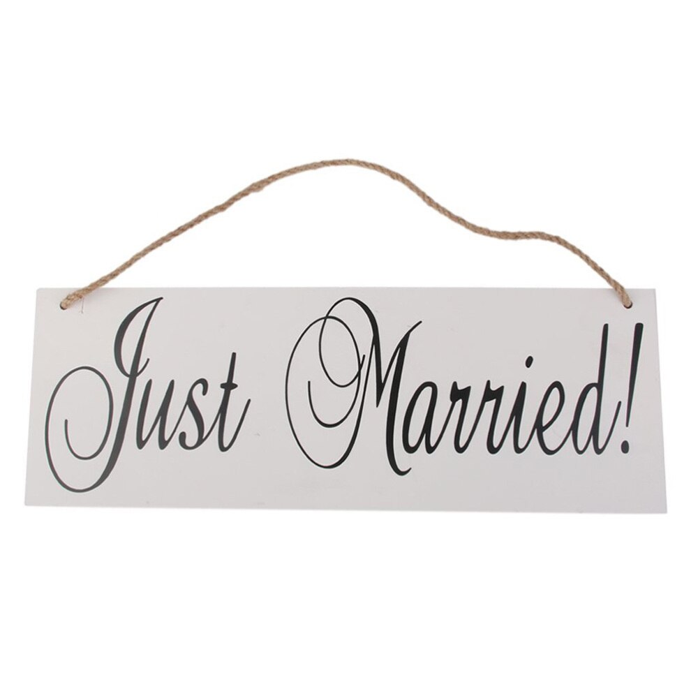 JUST MARRIED Signs with Wire Hangers Wedding Hanging Decoration: Default Title