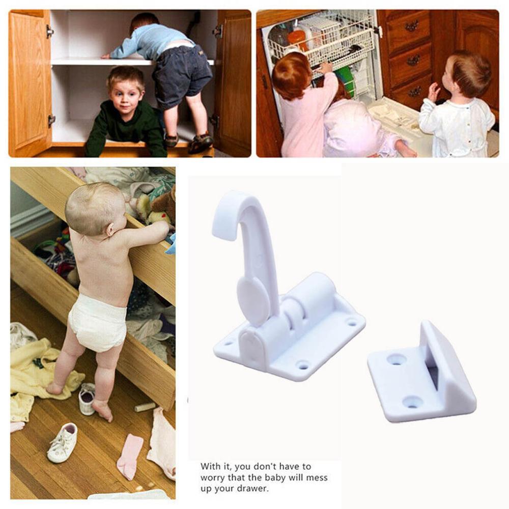 Cabinet Lock Protection Of Children Safety Adjustable Plastic Door Drawer Lock protection For Invisible Kids Security White #15F