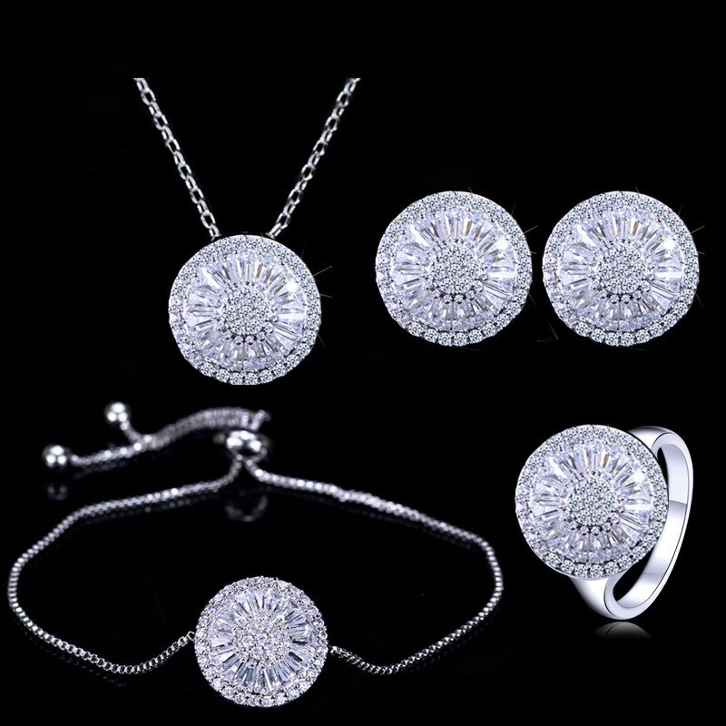 4 Stuks Pack 2022 Ronde Dubai Zilveren Kleur Bruid Mode Voor Vrouwen Lady Valentijnsdag Cadeau Sieraden J5206